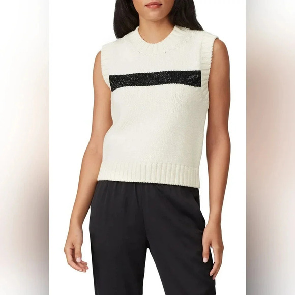 Philosophy di Lorenzo Serafini Striped Sleeveless Sweater Vest in Cream Black - Picture 1 of 10